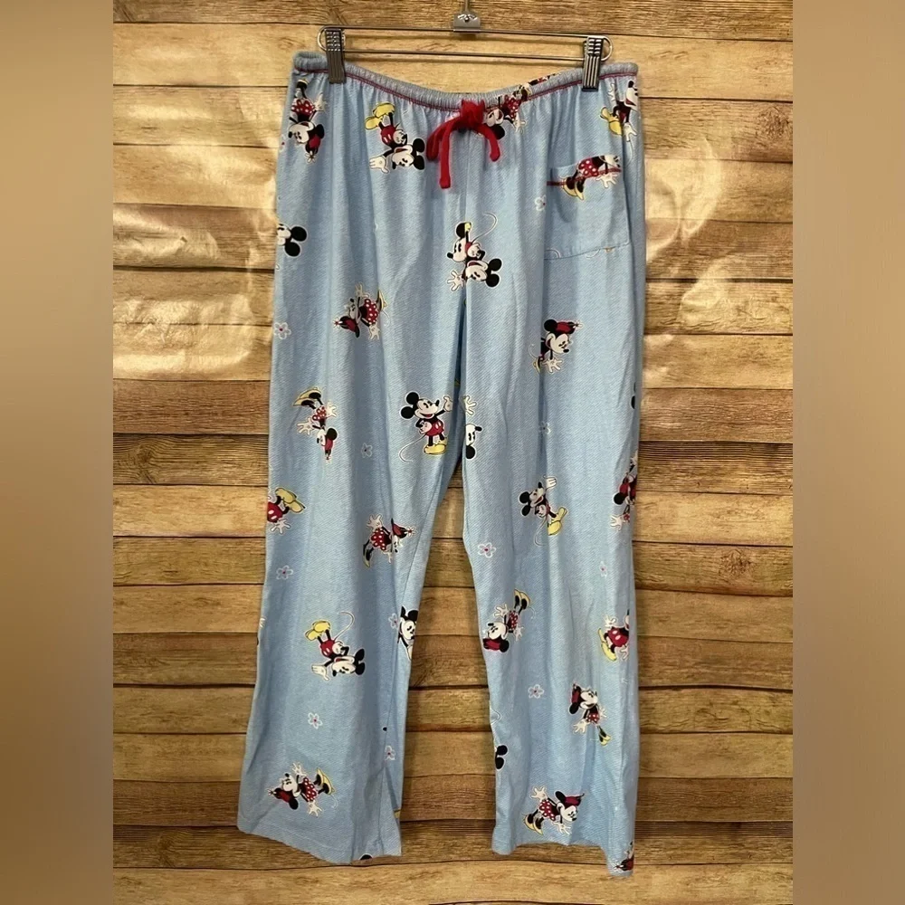 Disney Women’s Mickey Mouse All Over Print Blue Lounge Pajama Pants Size: Medium - Picture 1 of 7